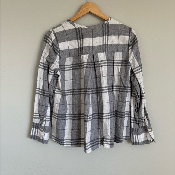 Madewell Plaid Collarless Button Down Top - Picture 7 of 9